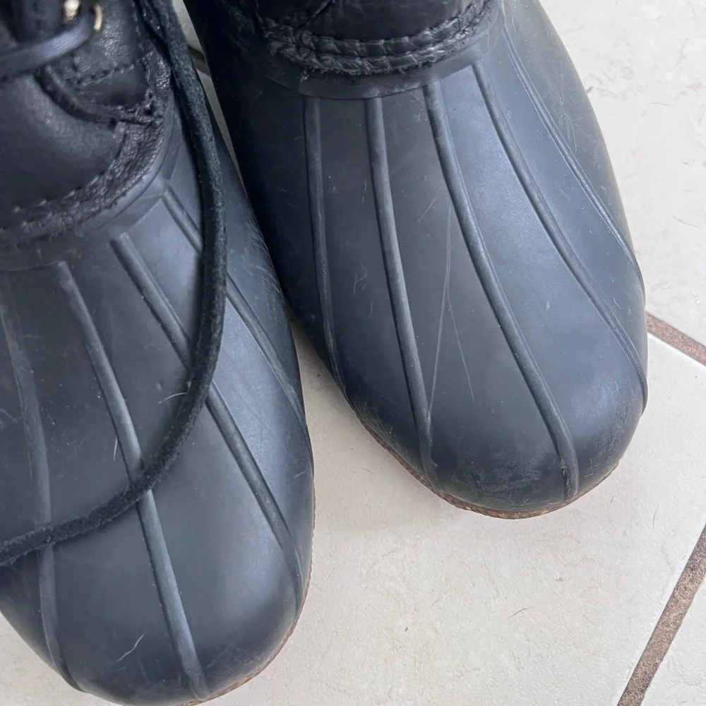 Sperry Duck Leather Boots Women's Black Quilted Winter Boots 9.5